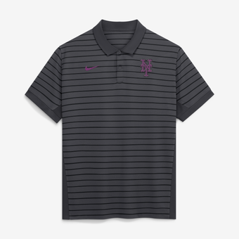 Men's Nike Anthracite/Black New York Mets Authentic Collection City Connect Striped Victory Dri-FIT Polo