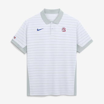 Men's Nike Platinum Atlanta Braves 2026 City Connect Authentic Collection Striped Victory Dri-FIT Polo