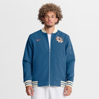 Men's Nike Blue Milwaukee Brewers 2026 City Connect Authentic Collection Relaxed Full-Zip Bomber Jacket