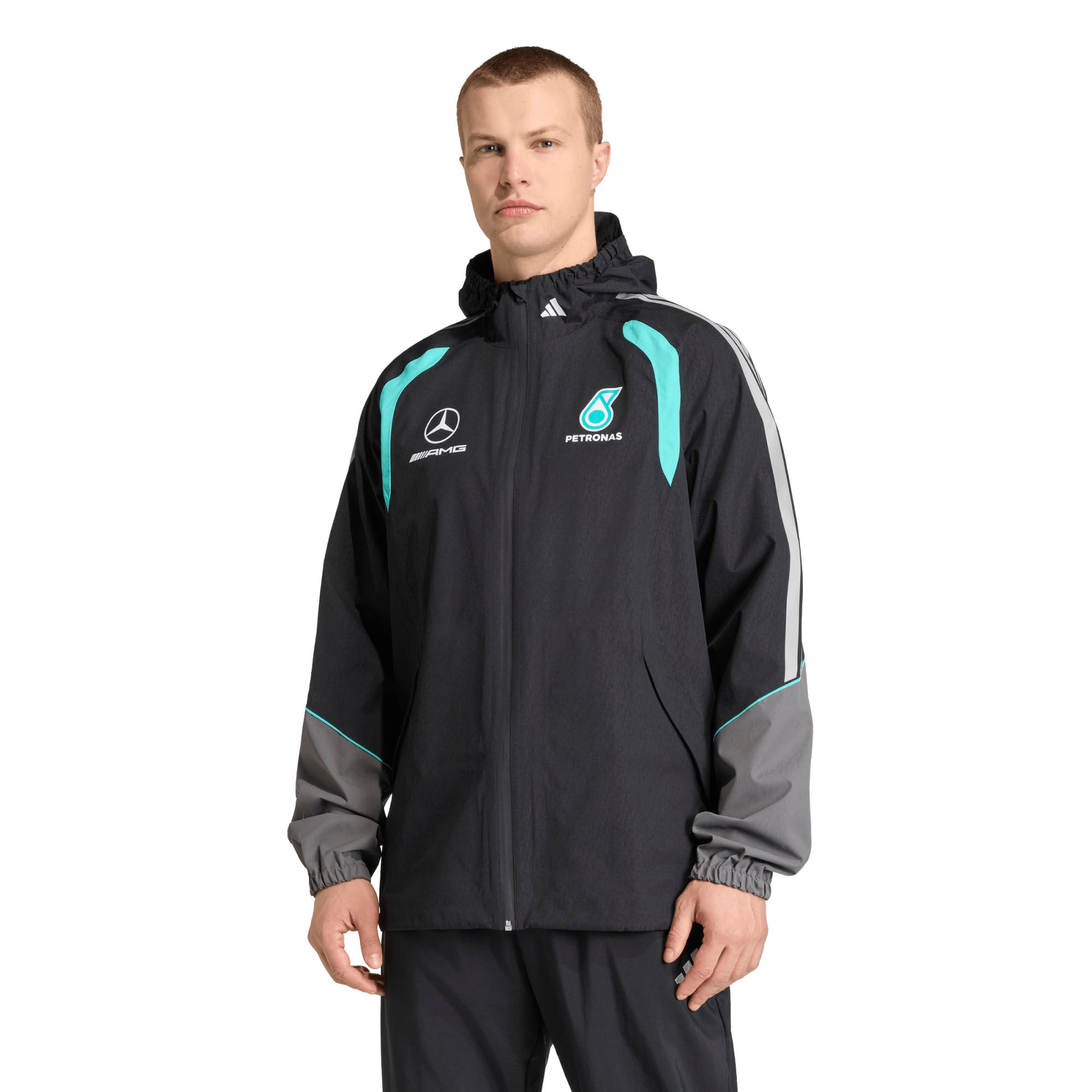 Men's adidas  Black Mercedes-AMG Petronas F1 Team Mechanics Full-Zip Rain Jacket