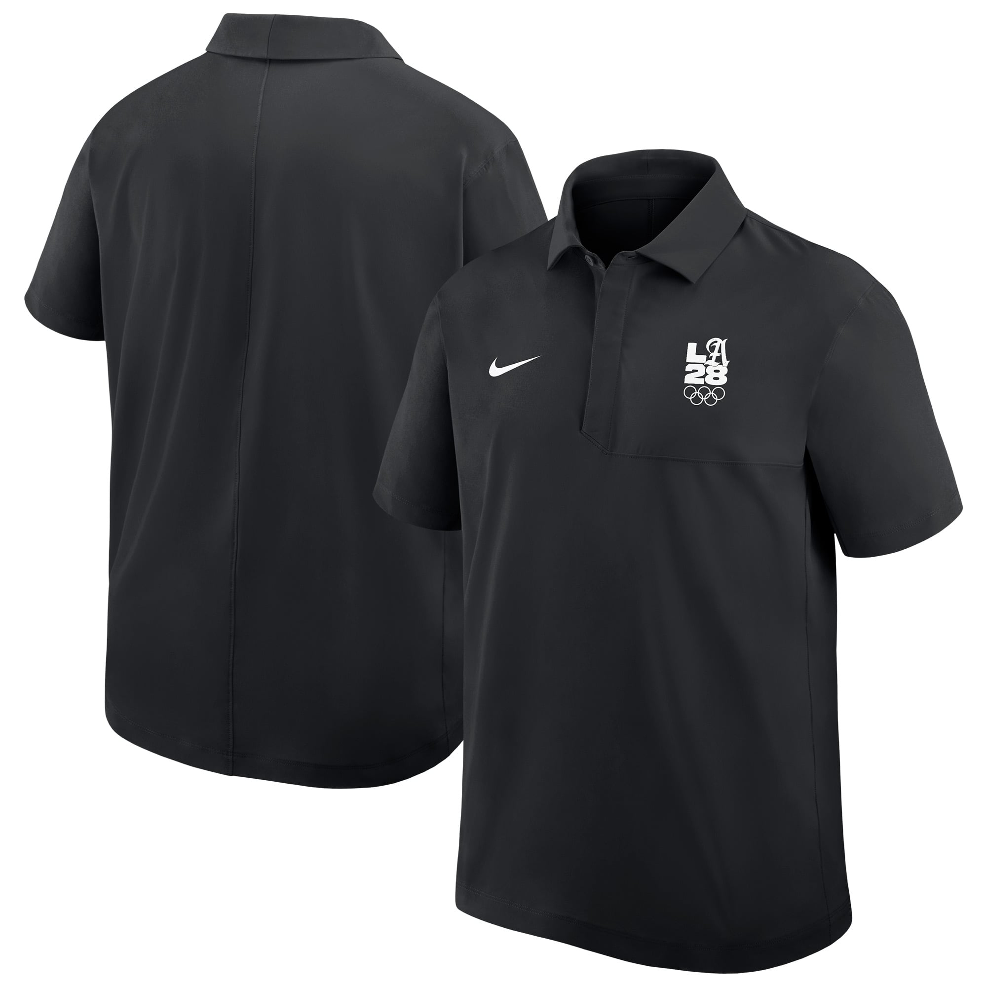 Men's Nike Black LA28 Summer Olympics Script Logo Woven Polo