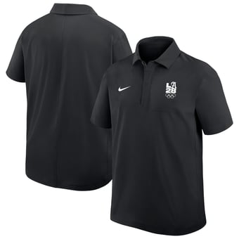 Men's Nike Black LA28 Summer Olympics Script Logo Woven Polo