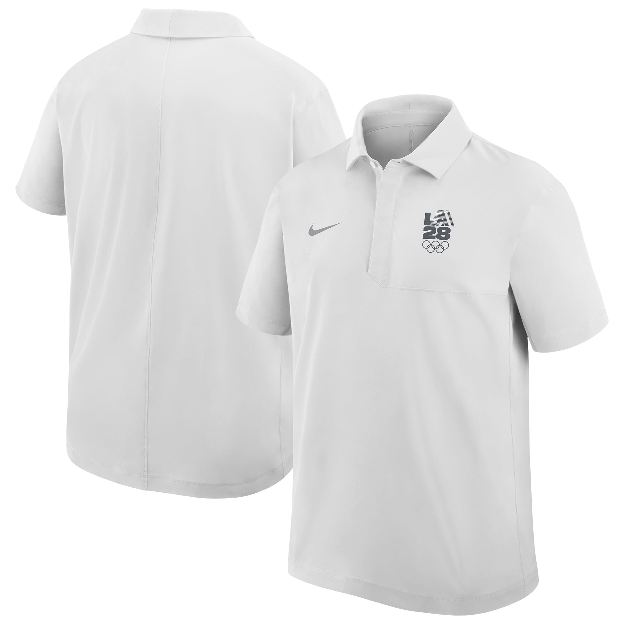Men's Nike White LA28 Summer Olympics Retro Stripe Logo Woven Polo