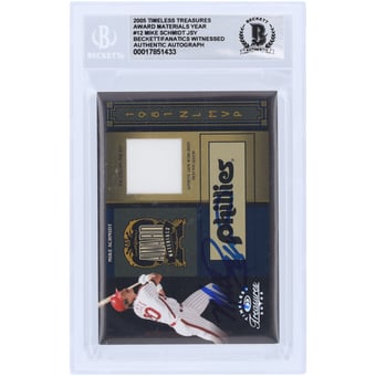 Mike Schmidt Philadelphia Phillies Autographed 2005 Donruss Timeless Treasures Award Materials 1981 GU White Relic #AM-12 #/81 Beckett Fanatics Witnessed Authenticated 10 Card