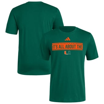 Men's adidas Green Miami Hurricanes Locker Slogan Pre-Game T-Shirt