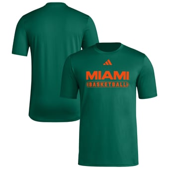 Men's adidas  Green Miami Hurricanes Locker On-Court Basketball Pre-Game T-Shirt