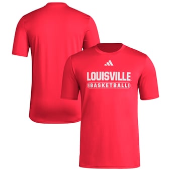 Men's adidas  Red Louisville Cardinals Locker On-Court Basketball Pre-Game T-Shirt