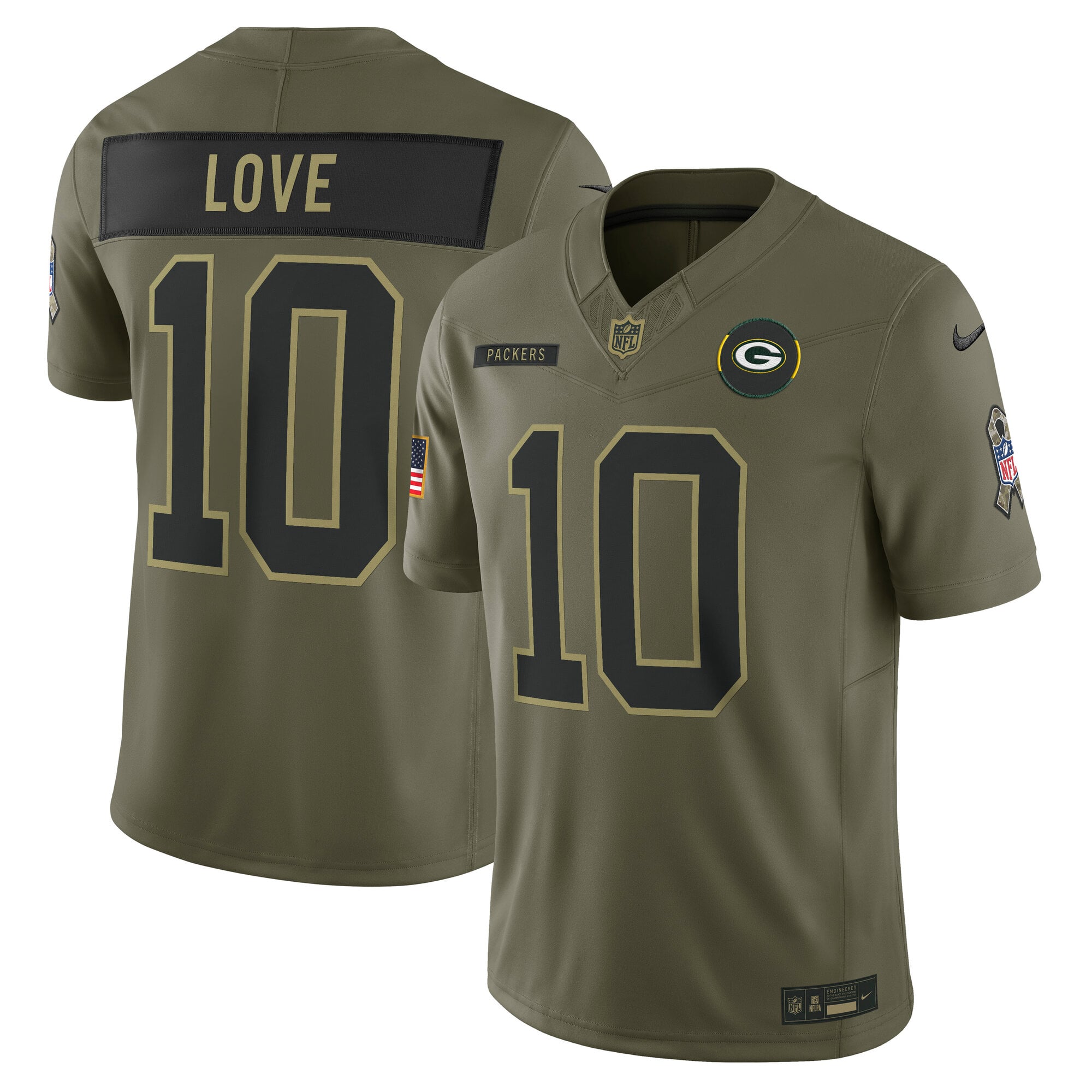 Green Bay Packers Nike 2025 Salute To Service Jersey - Jordan Love - Mens