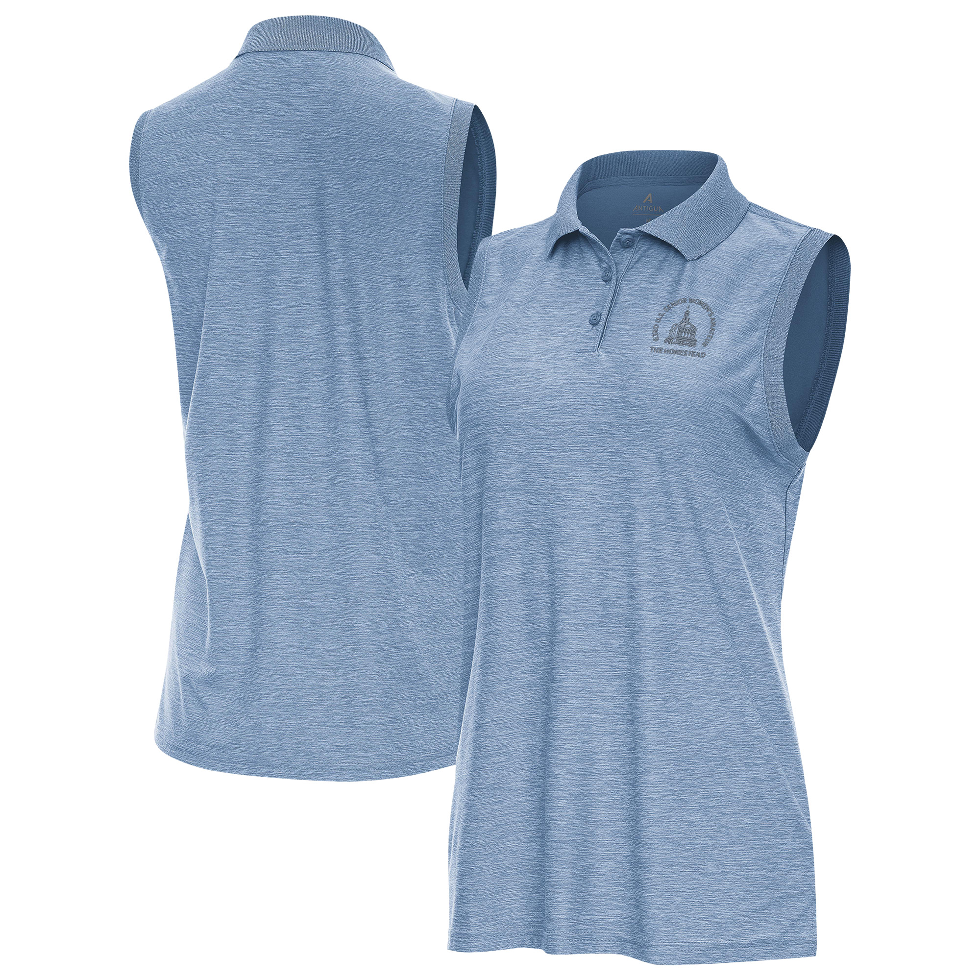 Women’s 2025 U.S. Senior Women’s Amateur Antigua Heather Aqua Recap Sleeveless Polo Women’s 2025 U.S. Senior Women’s Amateur Antigua Heather Aqua Recap Sleeveless Polo