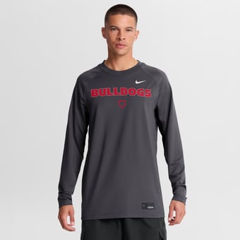 Men's Nike Anthracite Georgia Bulldogs Dugout Dri-FIT Lightweight Crew Pullover
