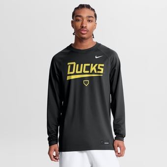 Men's Nike Black Oregon Ducks Dugout Dri-FIT Lightweight Crew Pullover