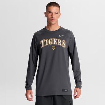 Men's Nike Anthracite LSU Tigers Dugout Dri-FIT Lightweight Crew Pullover