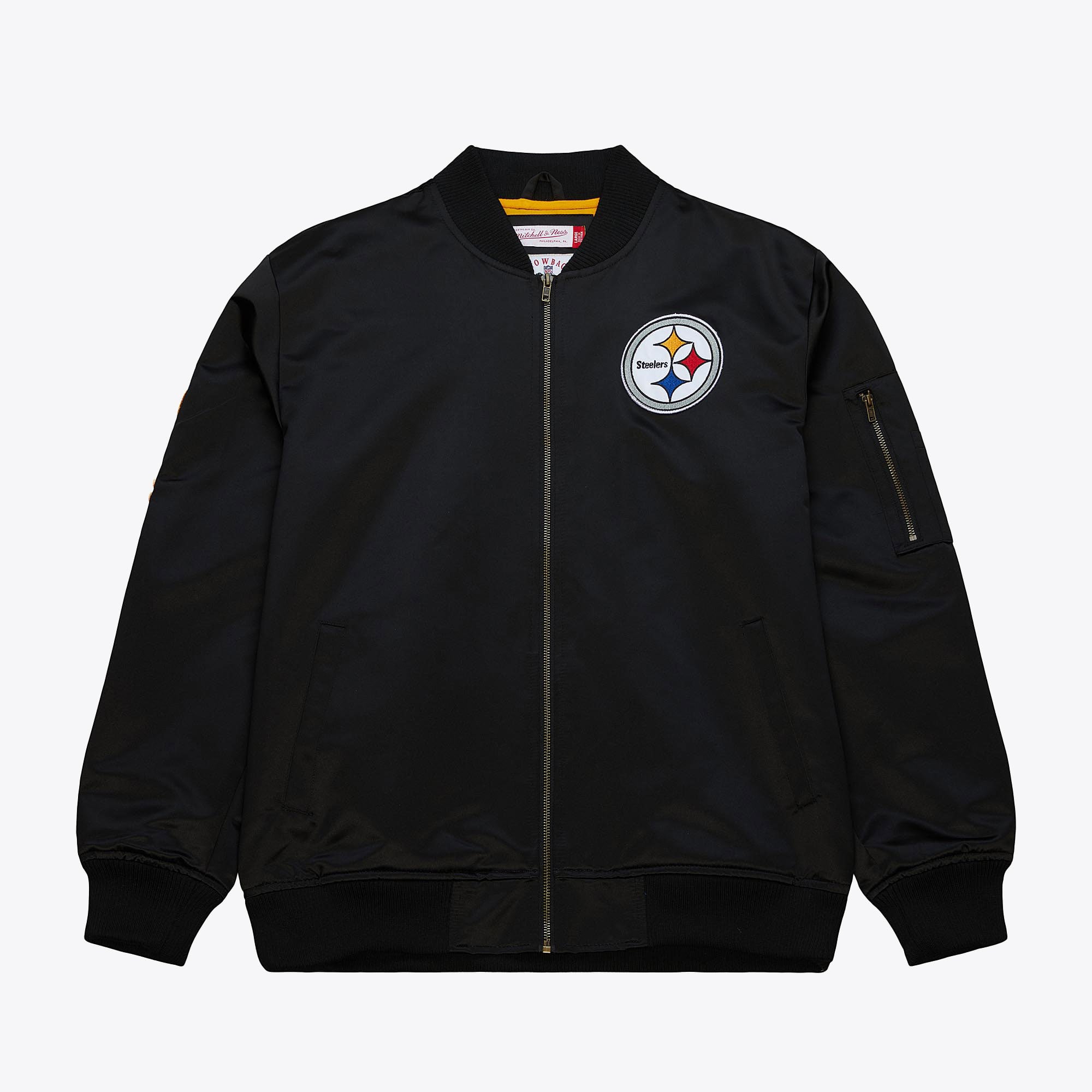 Pittsburgh Steelers Mitchell & Ness Leichte Satin-Bomberjacke Vintage-Logo