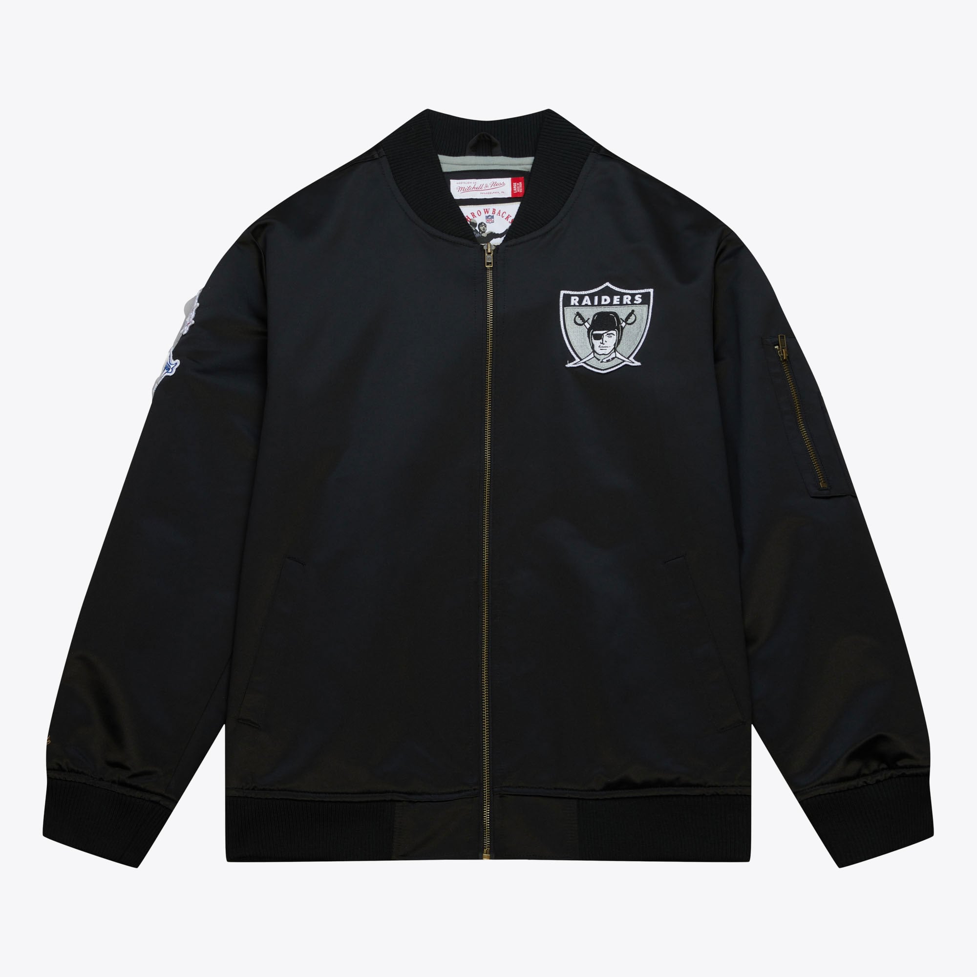 Bomber in raso leggero Mitchell & Ness dei Las Vegas Raiders