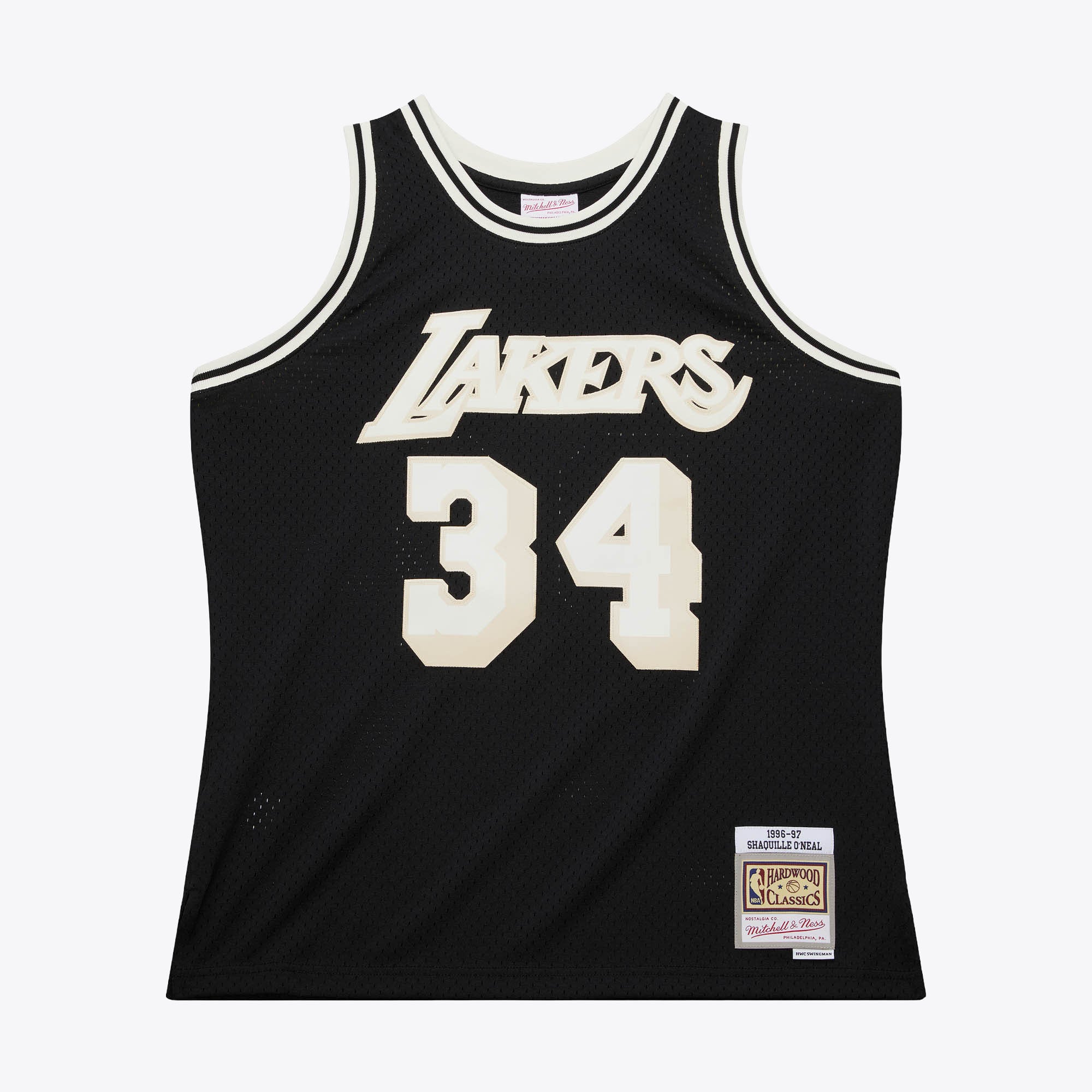 Shaquille O'Neal Los Angeles Lakers 1996 Mitchell & Ness Off Court Swingman Trikot – Schwarz