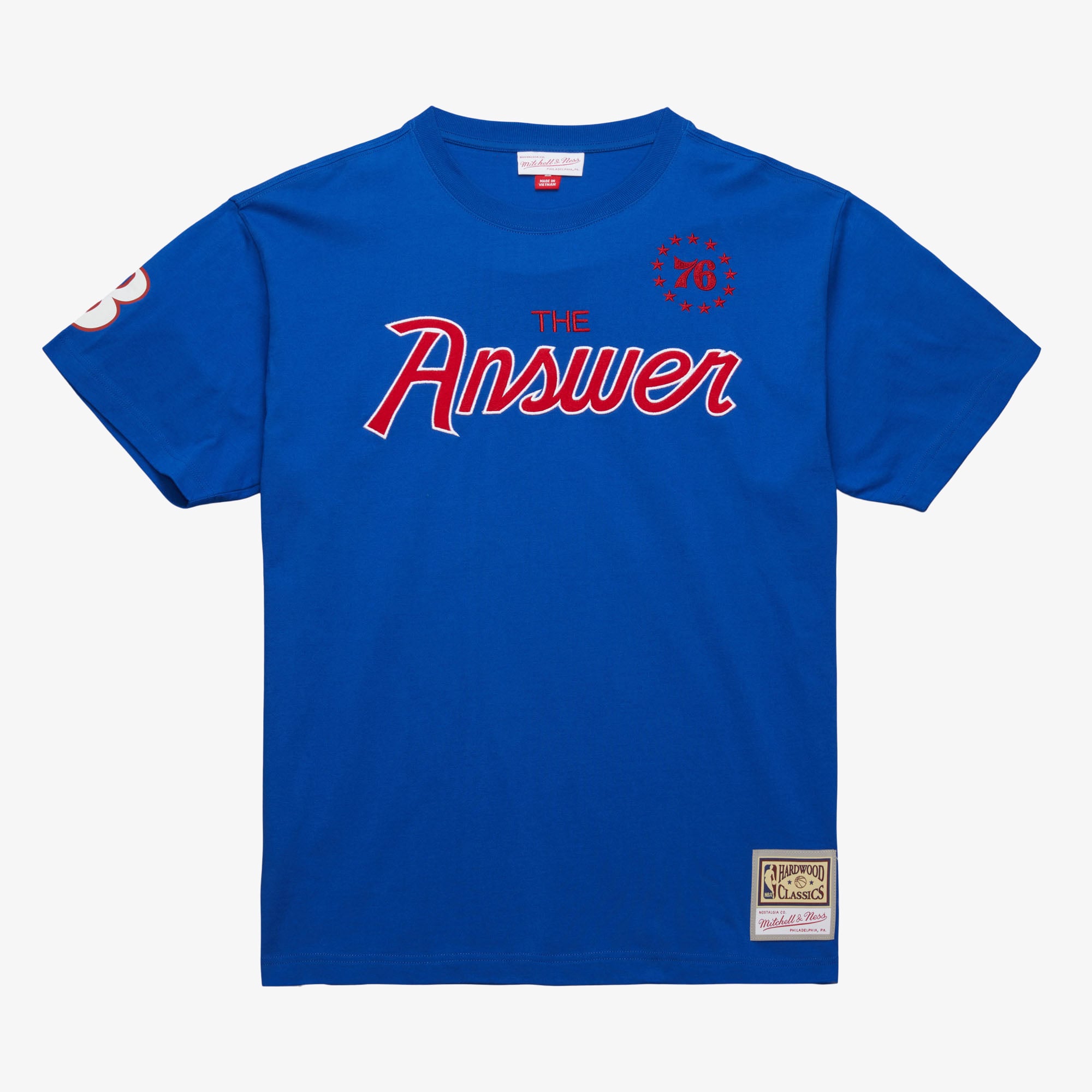 Camiseta premium Mitchell & Ness de los Philadelphia 76ers con el apodo de Allen Iverson (la respuesta)