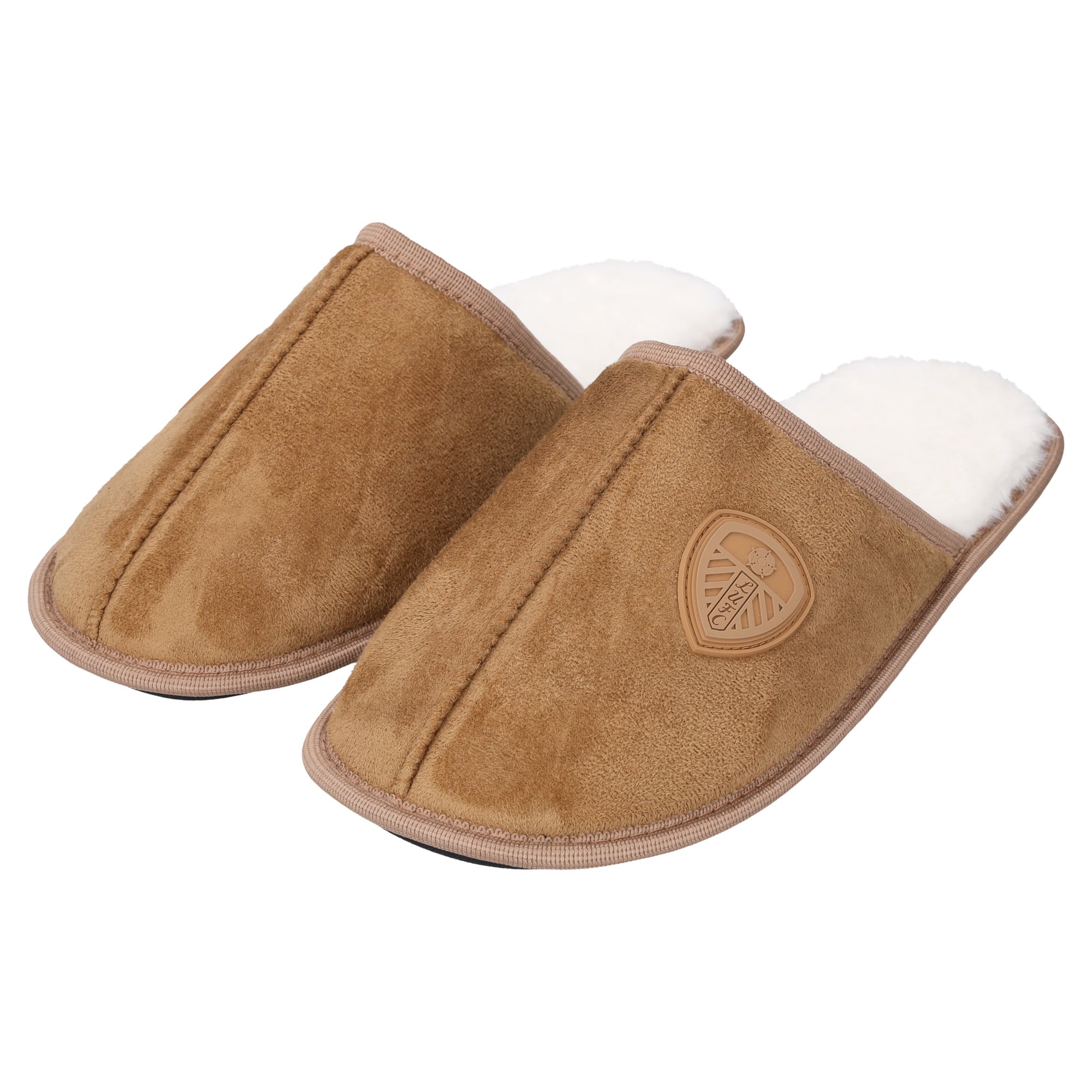 Leeds United Fur Lined Mule Slippers - Tan - Mens
