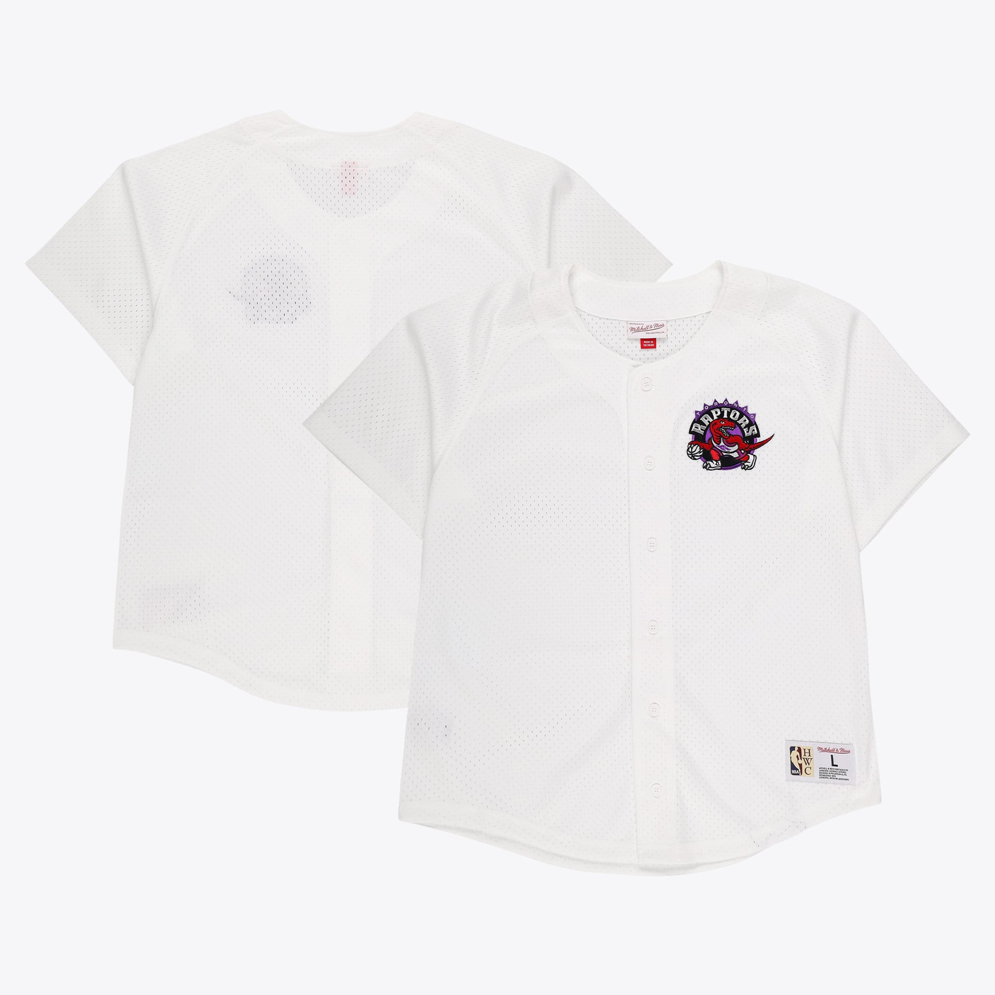 T-shirt boutonné en maille Mitchell & Ness des Toronto Raptors