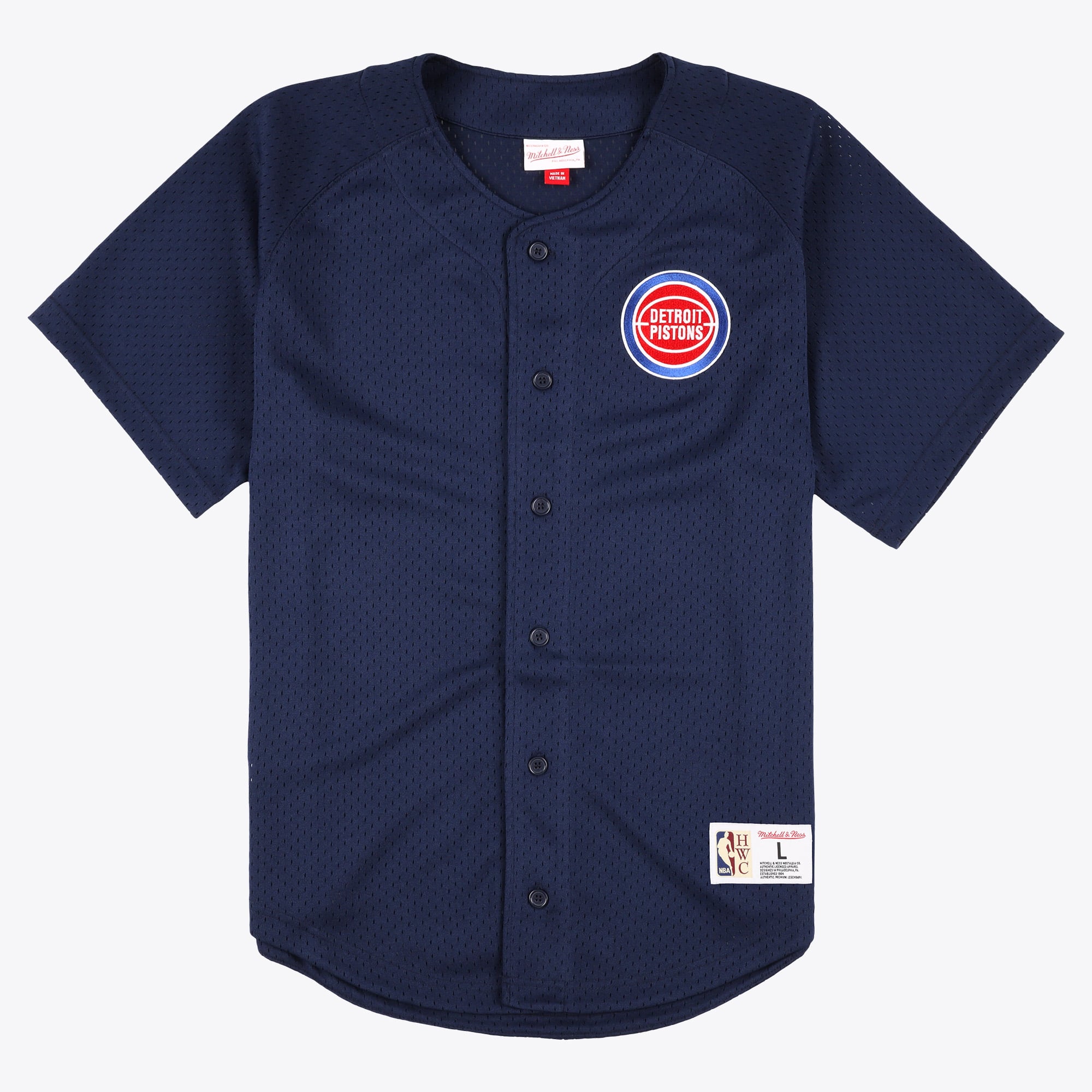 Chemise à boutons en maille Mitchell & Ness Detroit Pistons