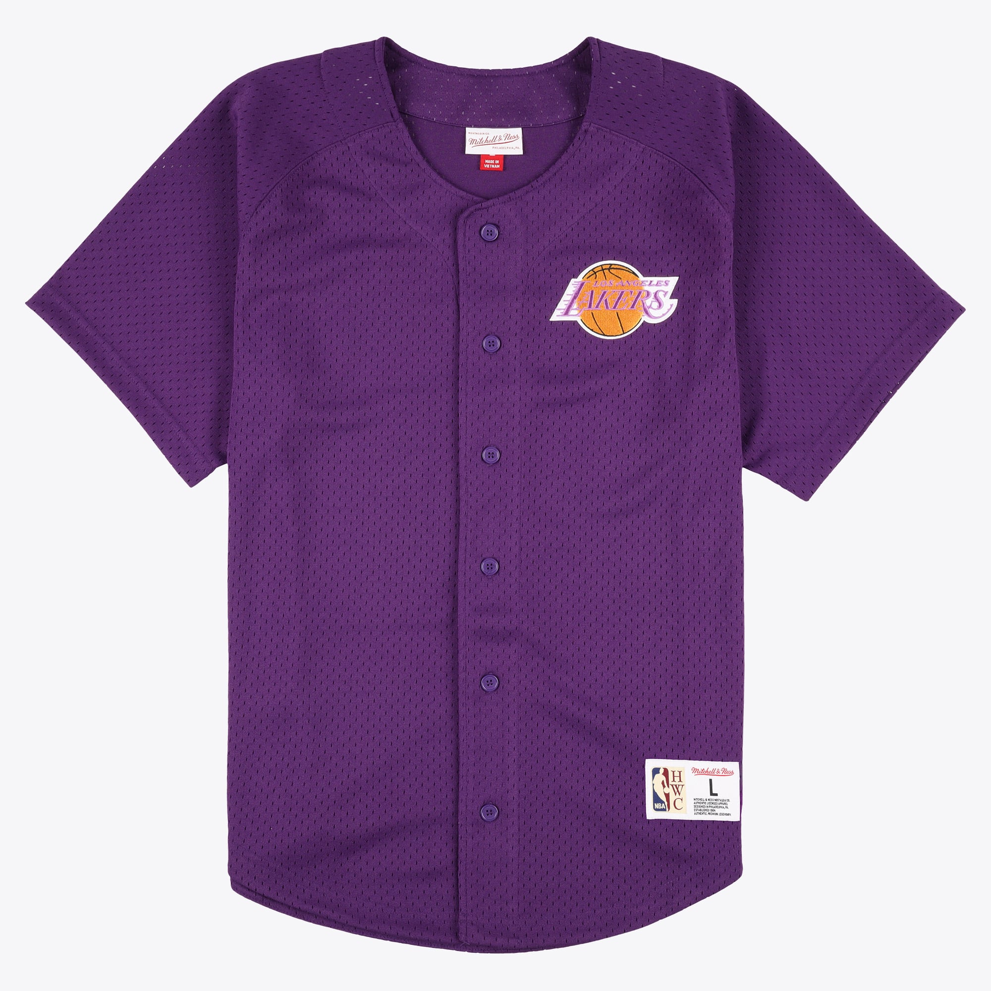 Chemise à boutons en maille Mitchell & Ness Los Angeles Lakers