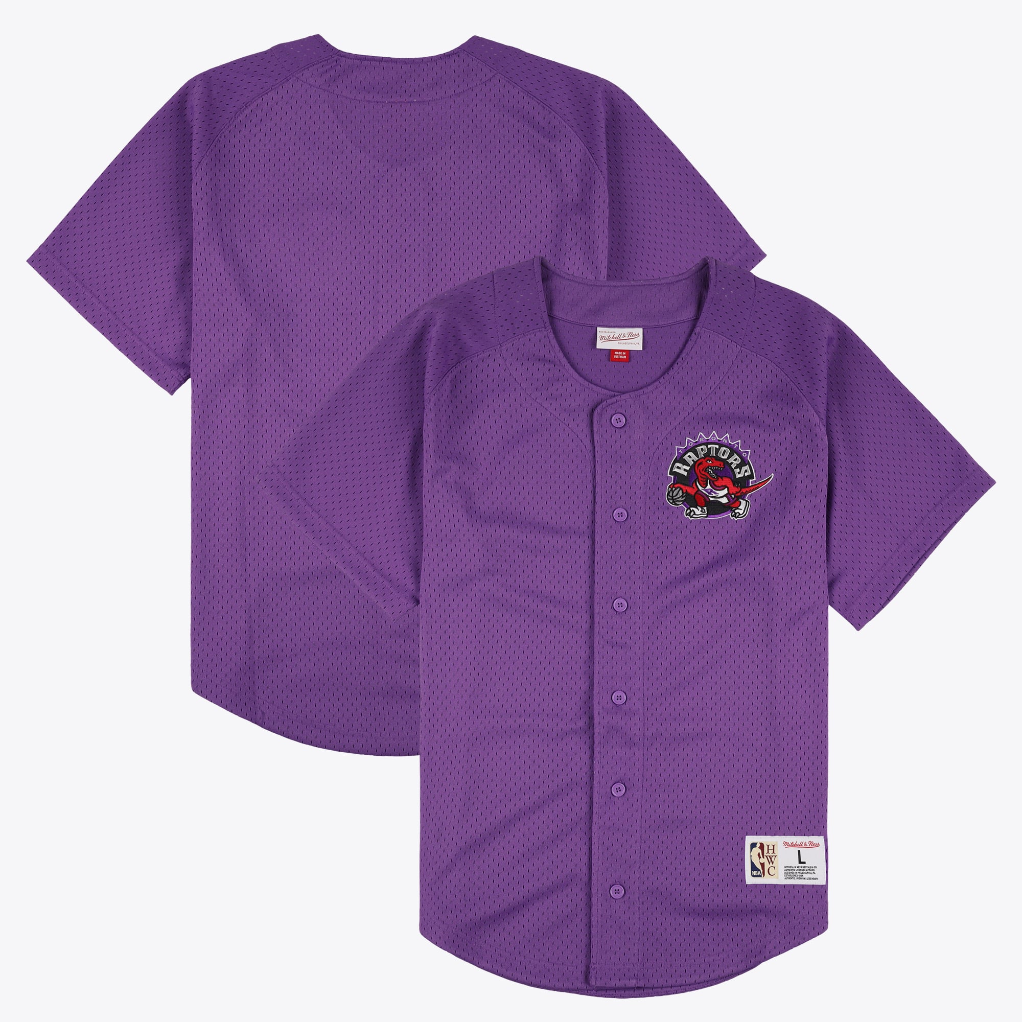 T-shirt boutonné en maille Mitchell & Ness des Toronto Raptors