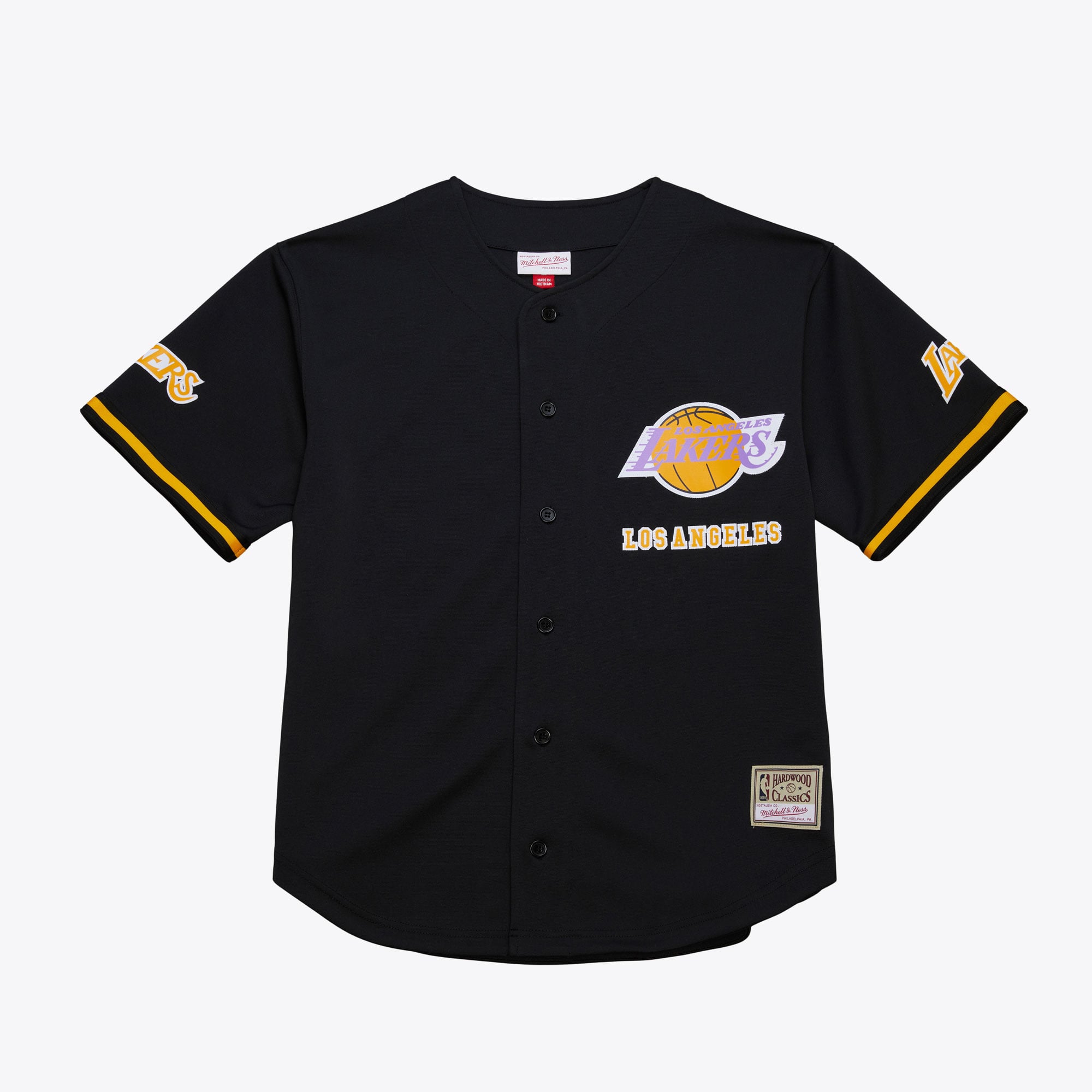 Chemise boutonnée unisexe en maille Mitchell & Ness des Los Angeles Lakers
