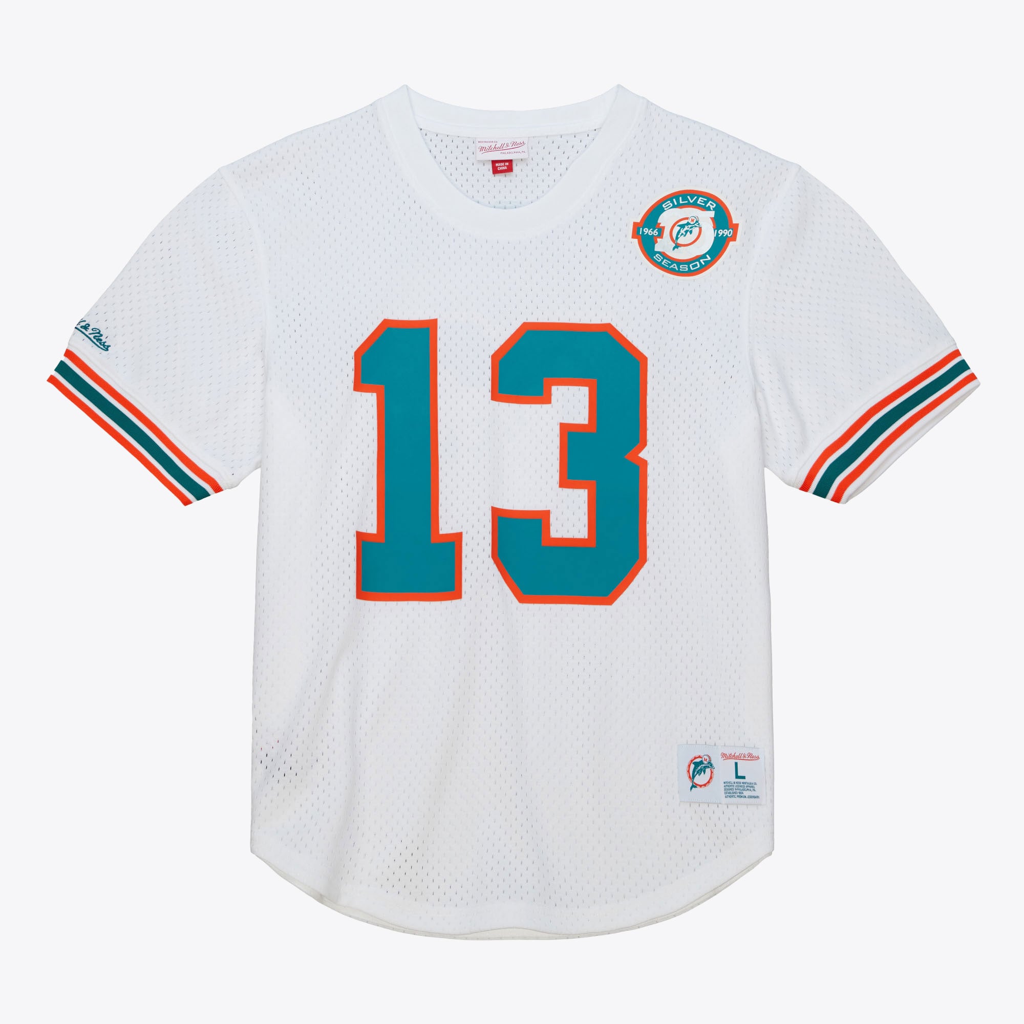 Maglia girocollo in mesh Mitchell & Ness con nome e numero dei Miami Dolphins Dan Marino 1990