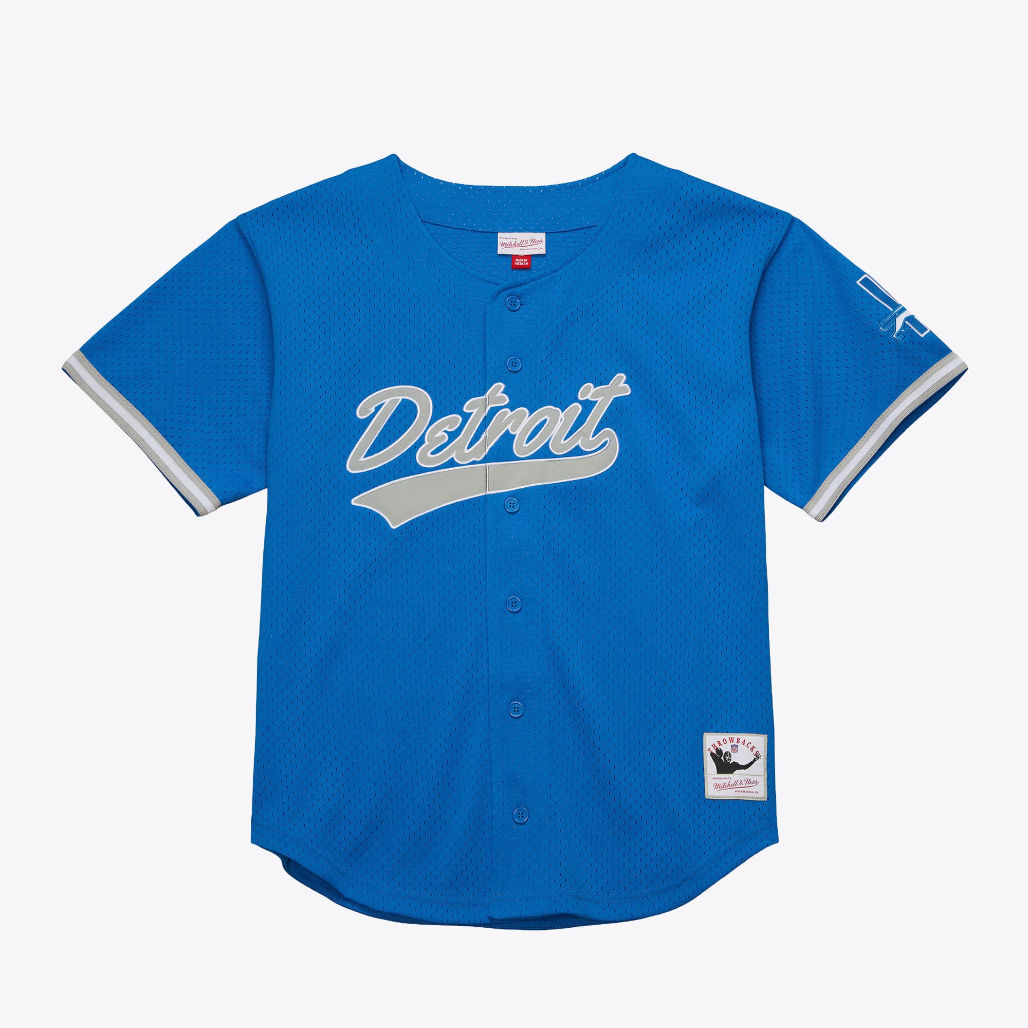 Chemise boutonnée en maille On The Clock des Lions de Detroit, Mitchell & Ness