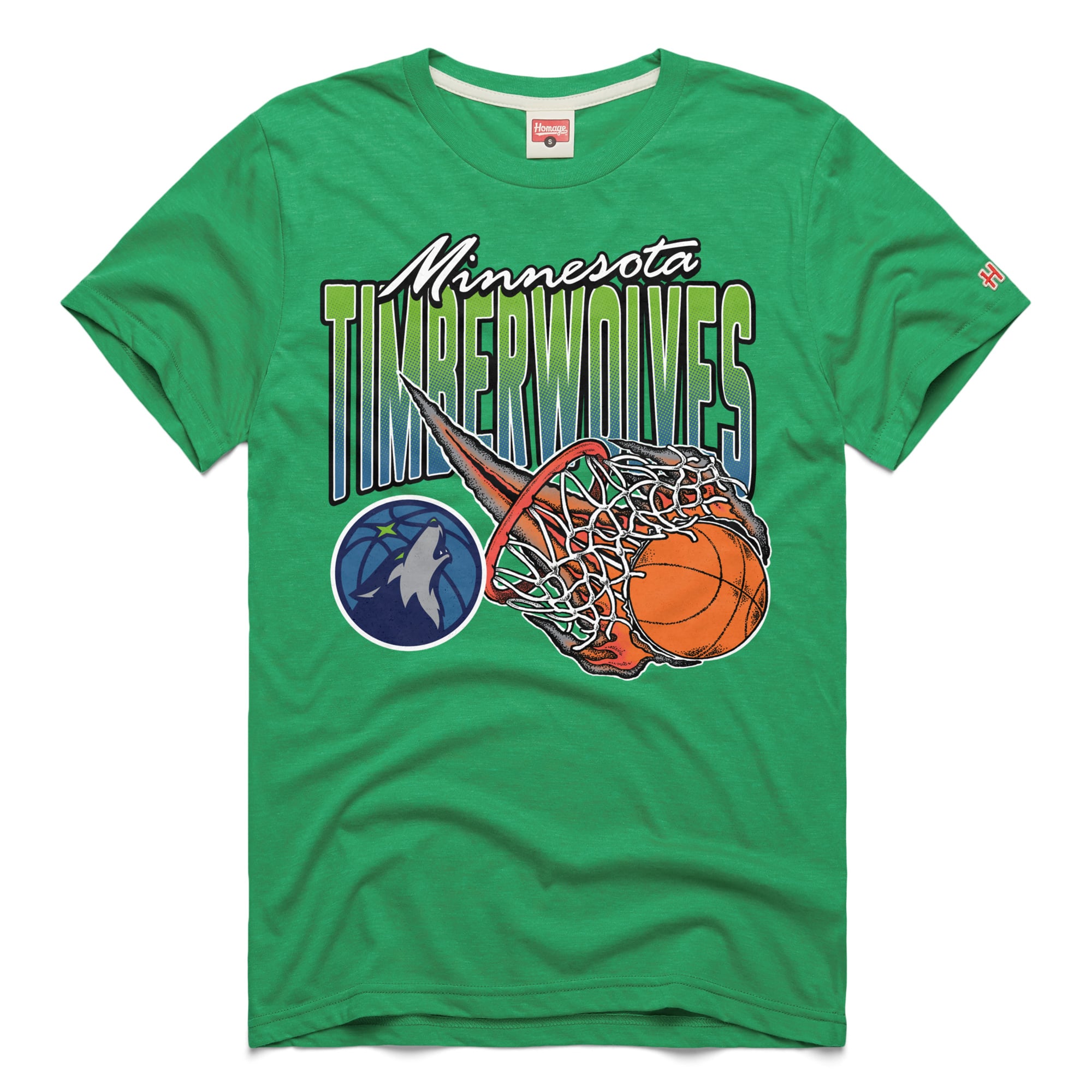 Unisex Homage  Green Minnesota Timberwolves On Fire Tri-Blend T-Shirt