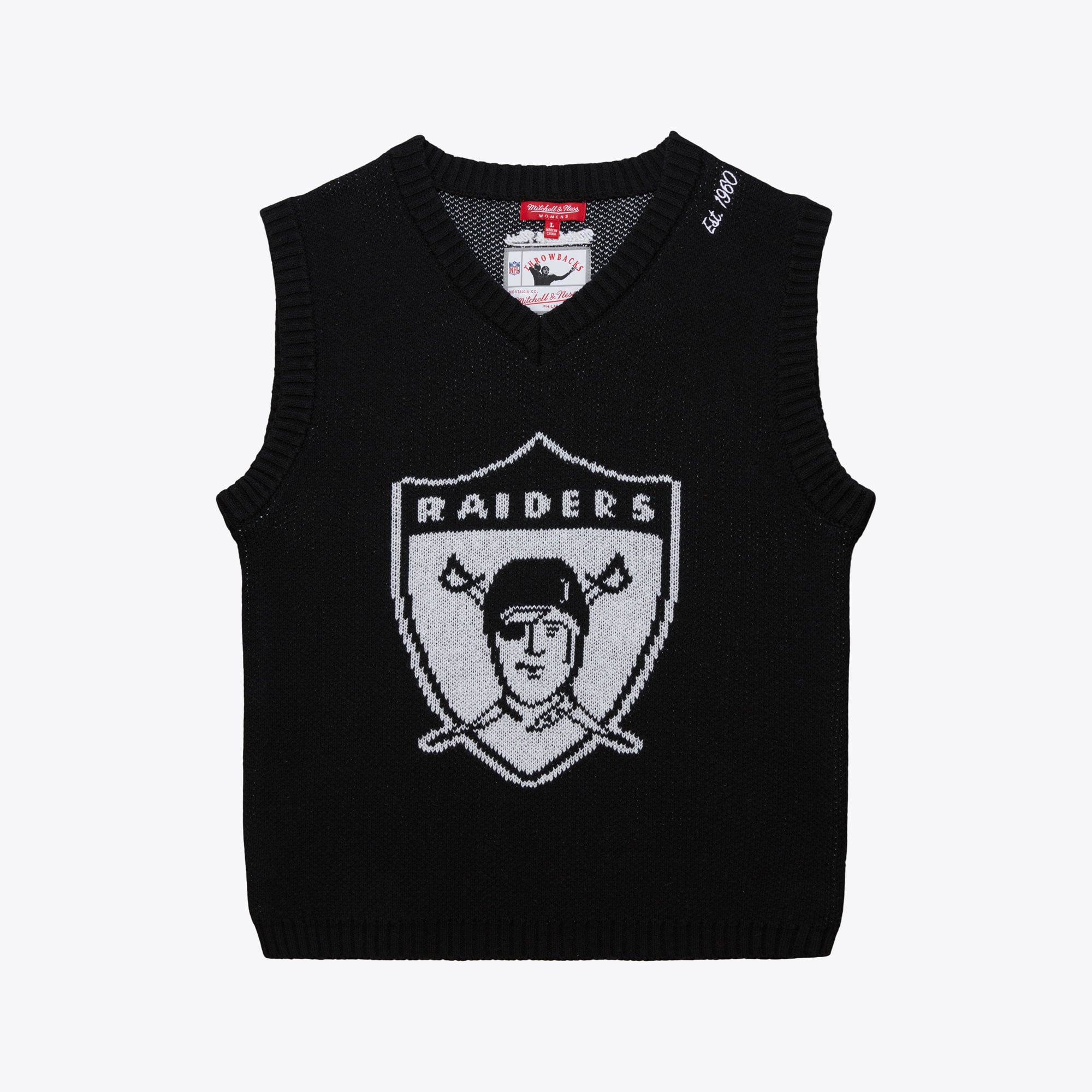 Gilet court en maille pour femme Mitchell & Ness des Las Vegas Raiders