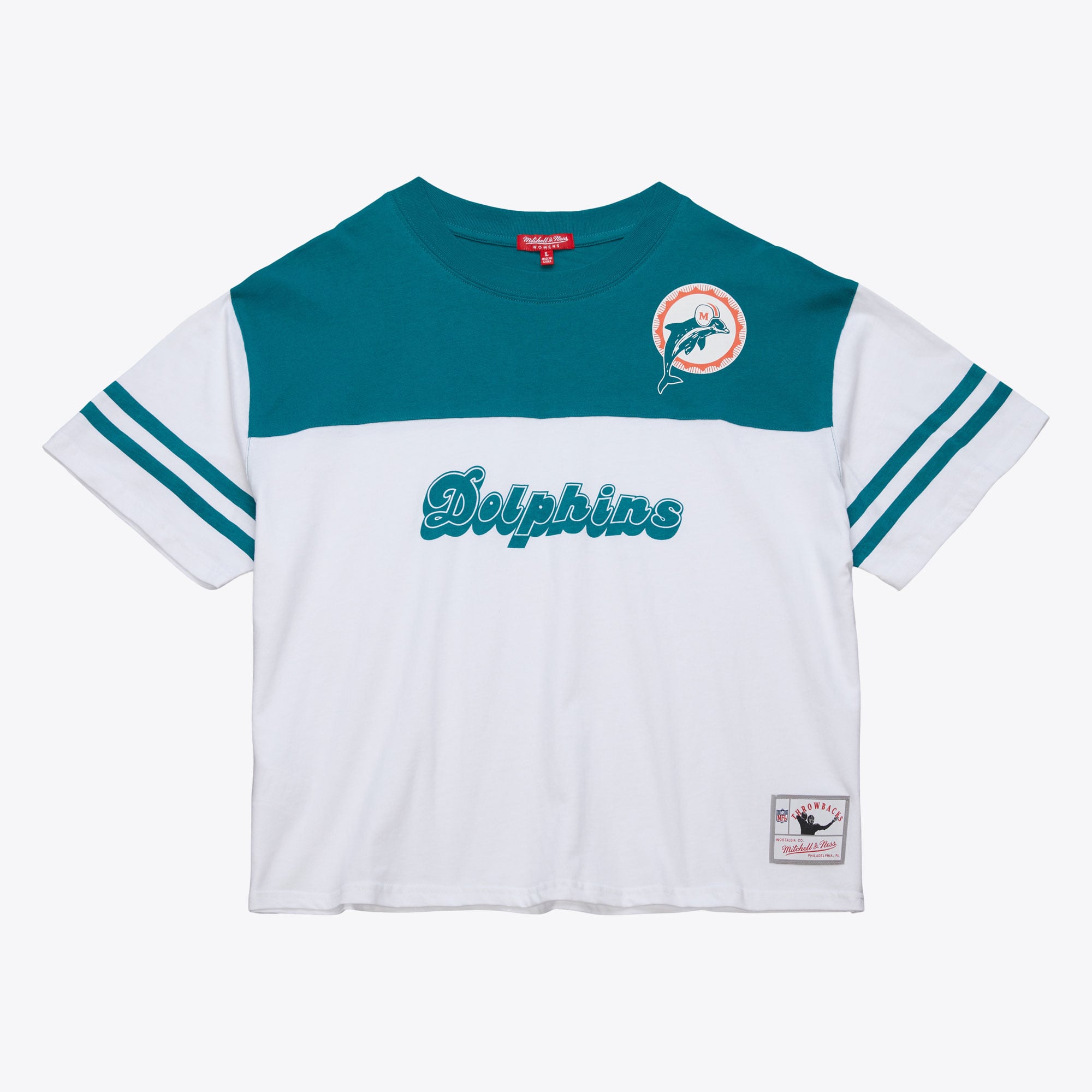 T-shirt à empiècement Mitchell & Ness Miami Dolphins - Femme