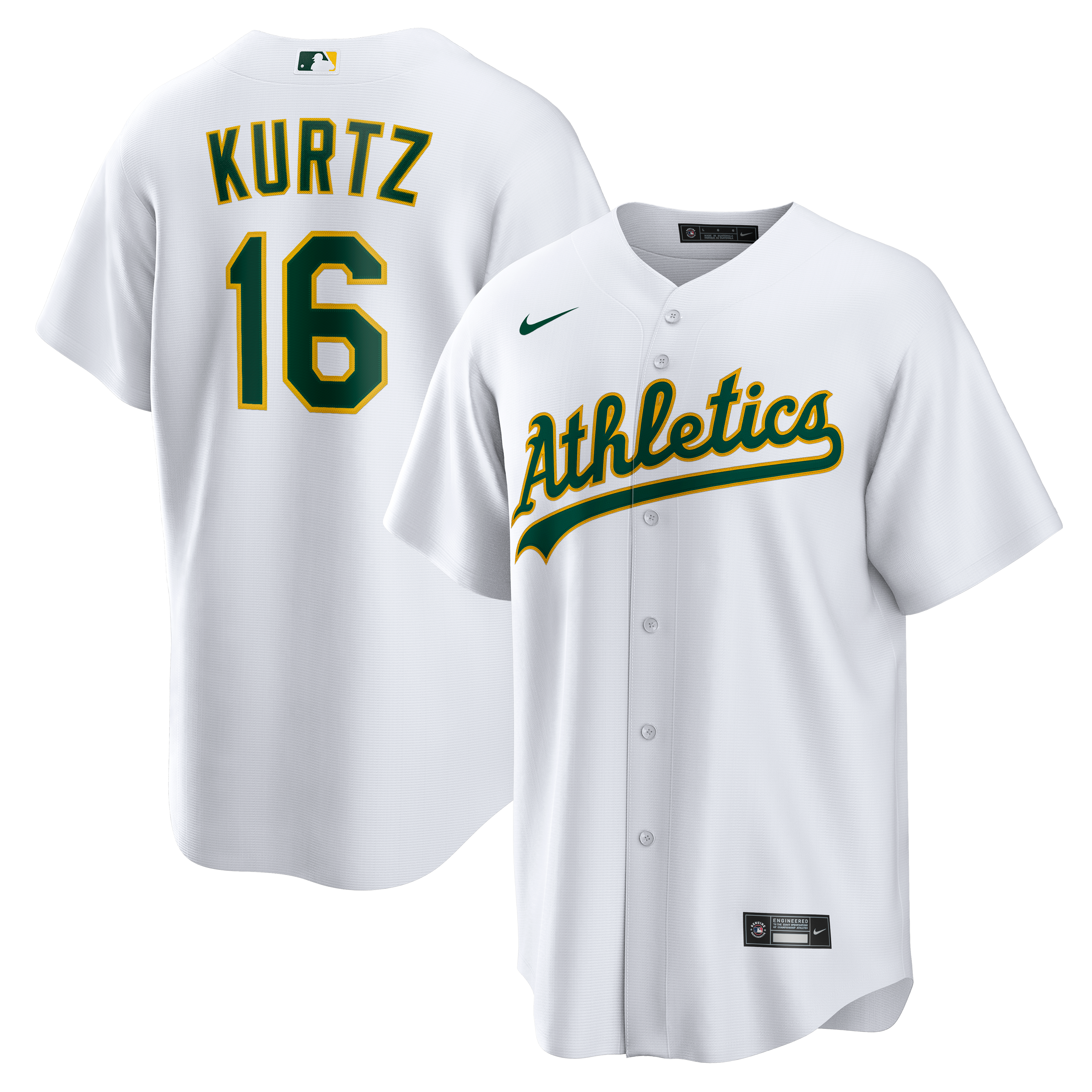 Men's Nike Nick Kurtz White Athletics Home Replica Player Jersey
