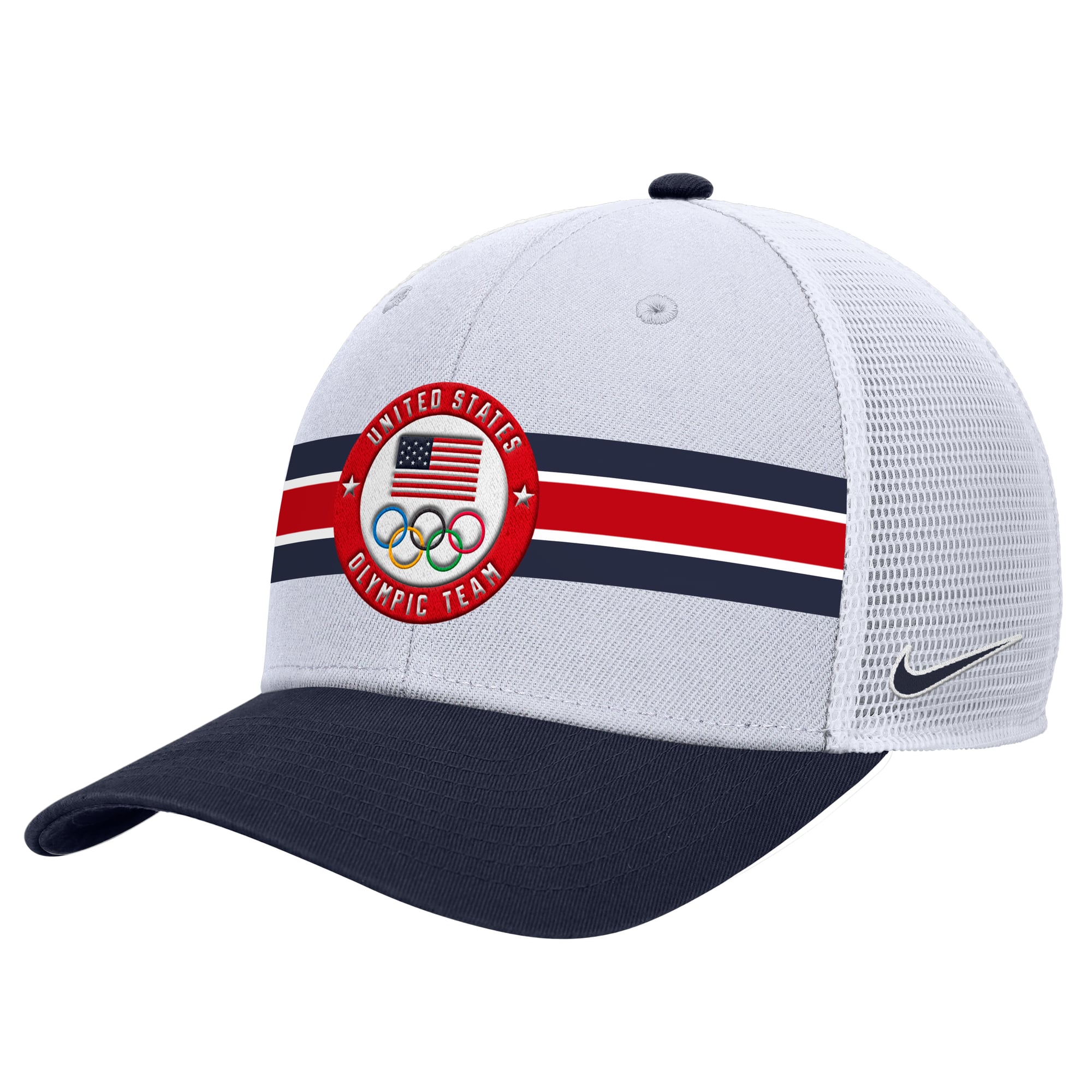 Men's Nike  White Team USA Rise Colorblock Trucker Adjustable Hat