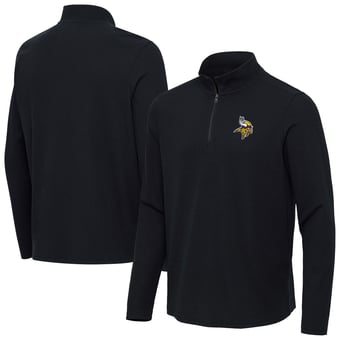 Men's Antigua  Heather Black Minnesota Vikings Sync Tri-Blend Quarter-Zip Pullover