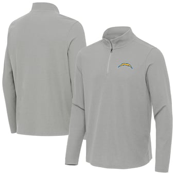 Men's Antigua  Heather Gray Los Angeles Chargers Sync Tri-Blend Quarter-Zip Pullover