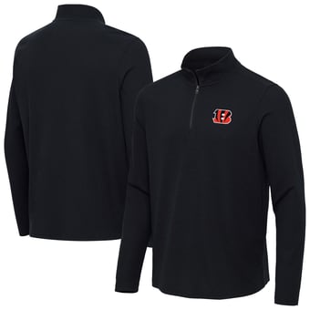 Men's Antigua  Heather Black Cincinnati Bengals Sync Tri-Blend Quarter-Zip Pullover