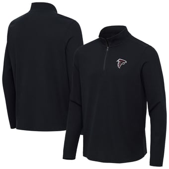 Men's Antigua  Heather Black Atlanta Falcons Sync Tri-Blend Quarter-Zip Pullover