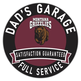 Montana Grizzlies 16" x 16" Dad's Garage Wood Sign