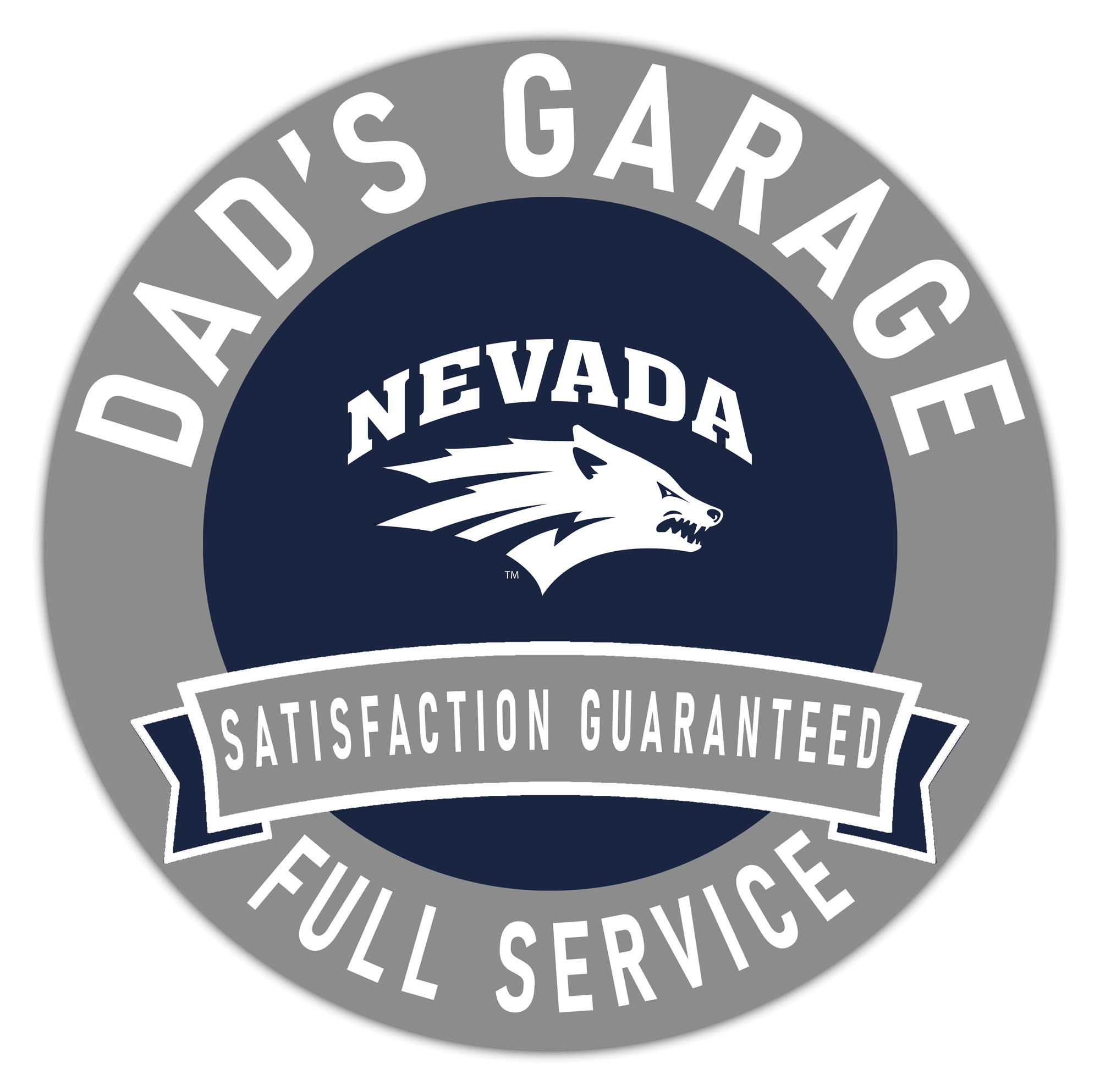 Nevada Wolf Pack 16" x 16" Dad's Garage Wood Sign
