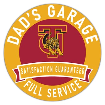 Tuskegee Golden Tigers 16" x 16" Dad's Garage Wood Sign