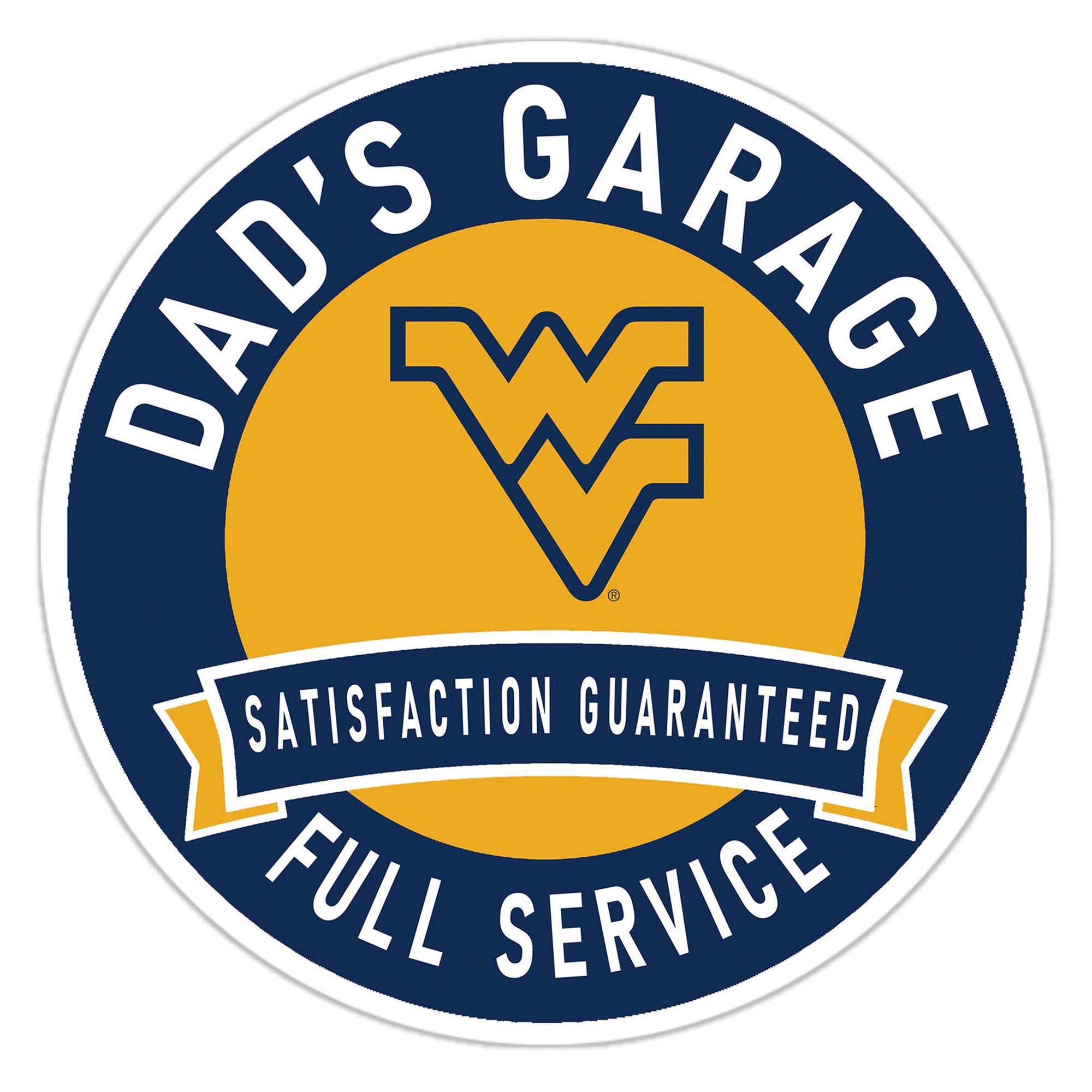 West Virginia Mountaineers 16" Dad's Garage Wood Sign