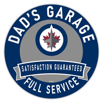 Winnipeg Jets 16" Dad's Garage Wood Sign