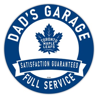 Toronto Maple Leafs 16" Dad's Garage Wood Sign