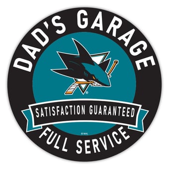 San Jose Sharks 16" Dad's Garage Wood Sign