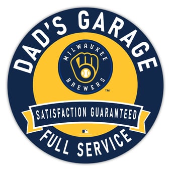 Milwaukee Brewers 16" Dad's Garage Wood Sign