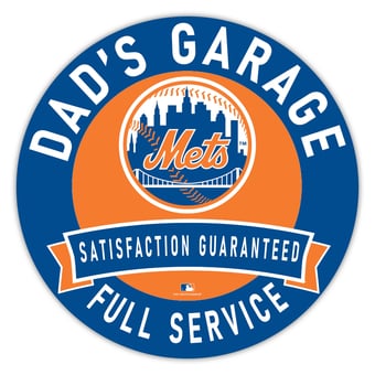 New York Mets 16" Dad's Garage Wood Sign