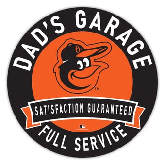 Baltimore Orioles 16" Dad's Garage Wood Sign