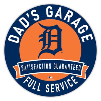 Detroit Tigers 16" x 16" Dad's Garage Wood Sign