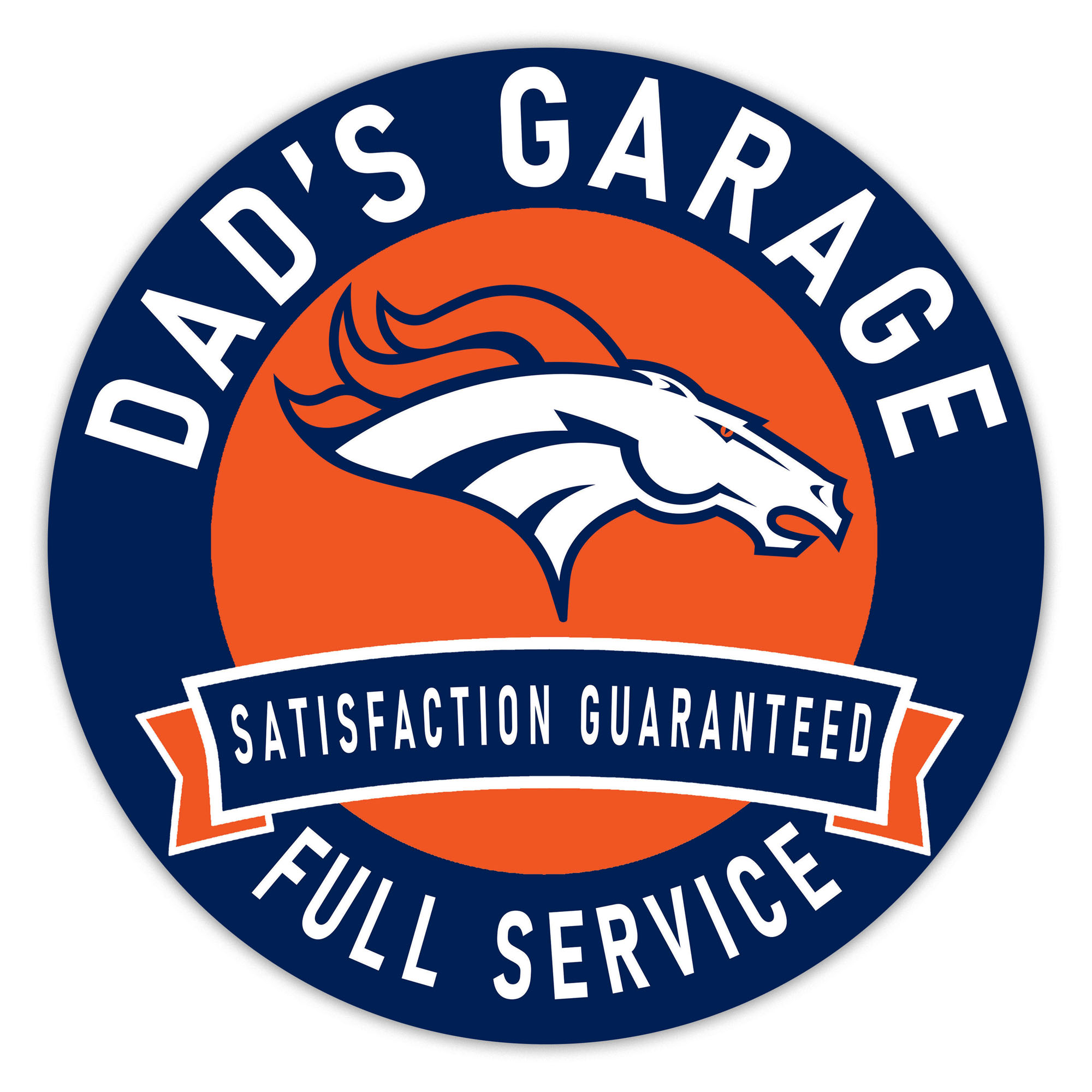Denver Broncos 16" Dad's Garage Wood Sign
