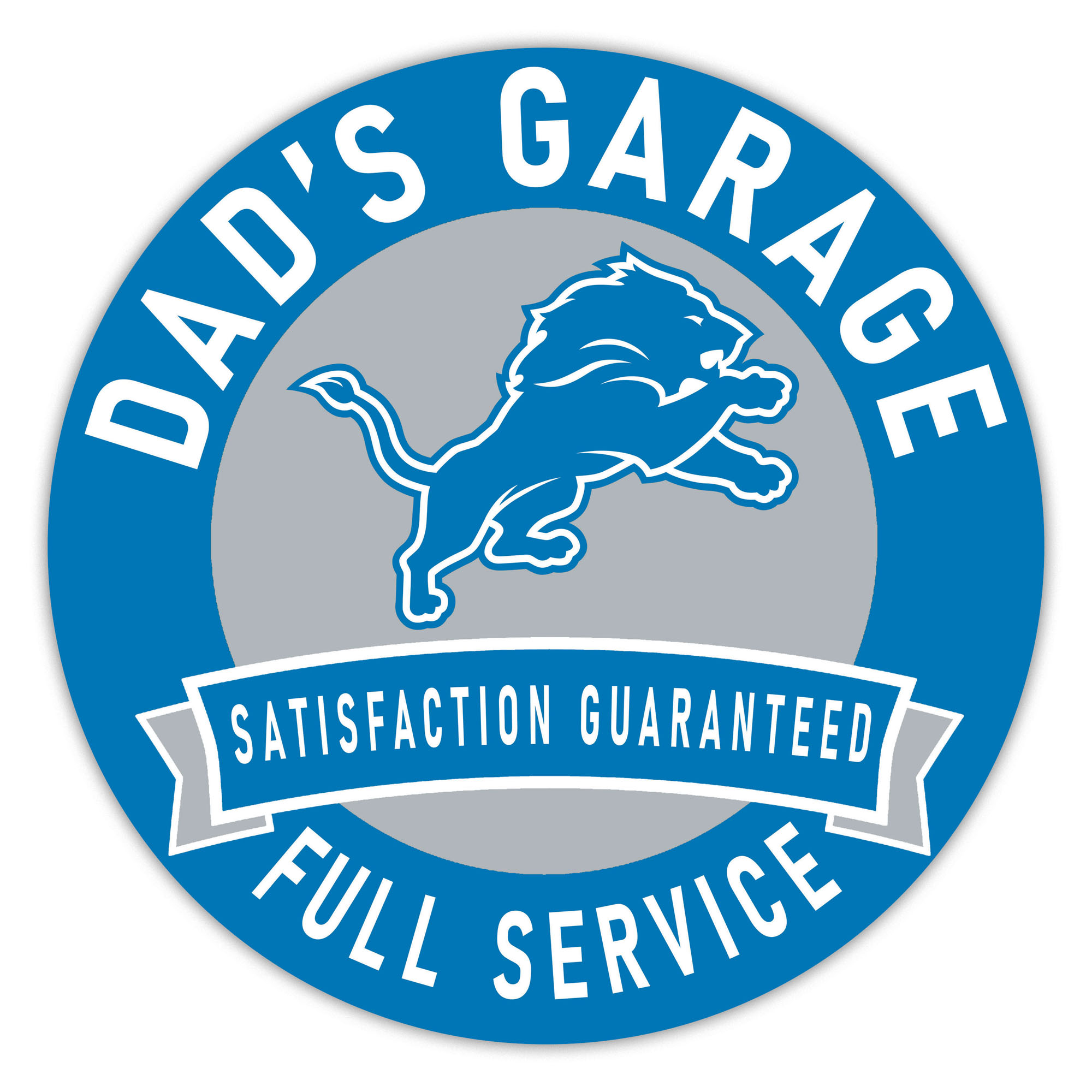 Detroit Lions 16" Dad's Garage Wood Sign